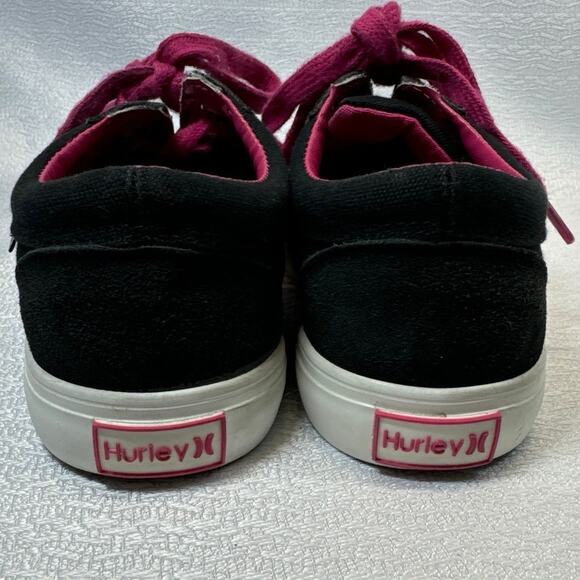 Hurley Boardy Faux Suede Black Pink Canvas Skateboarding Sneaker Girls Sz 2 - Picture 4 of 8